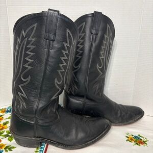 Old West OW 2010 Black Leather Western Cowboy Boots with Stitching 090-EE